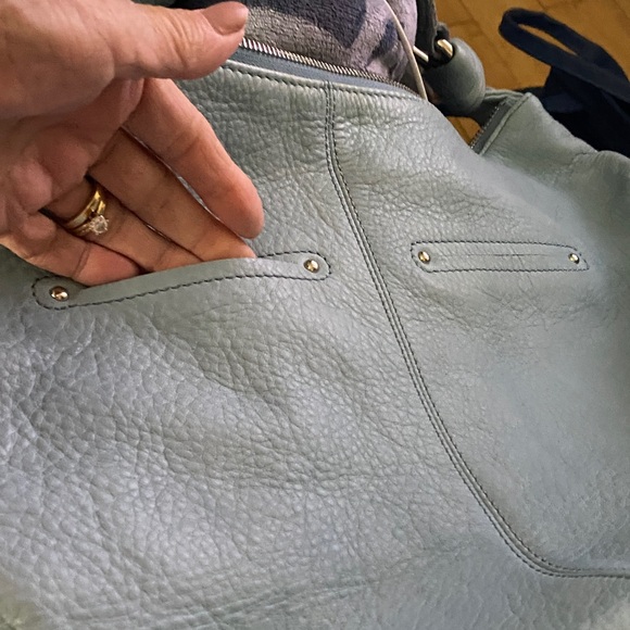 b. makowsky Woven Panel Studded Shoulder Bag - Light Blue - Picture 5 of 14